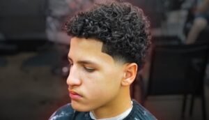 mid taper fade curly hair