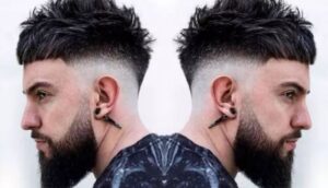 straight hair mid taper fade
